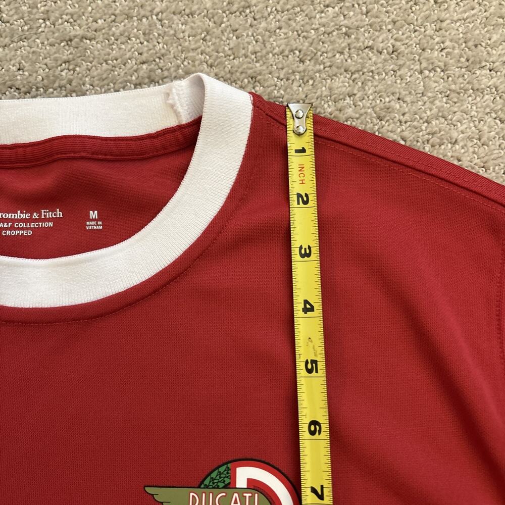 Abercrombie & Fitch Ducati Meccanica Bologna Cropped Jersey Shirt Red Mens Sz M - Picture 6 of 9
